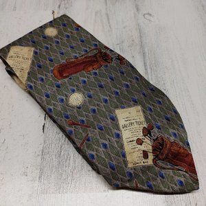 Vintage Golf Clubs Men's Tie 100% Silk E. Magrath